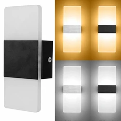 Iron + Acrylic White Black Wall Lamp Modern 90-260v Painted Led Wall Light Bedroom Bathroom Wall Lamps for Living Room Wandlamp