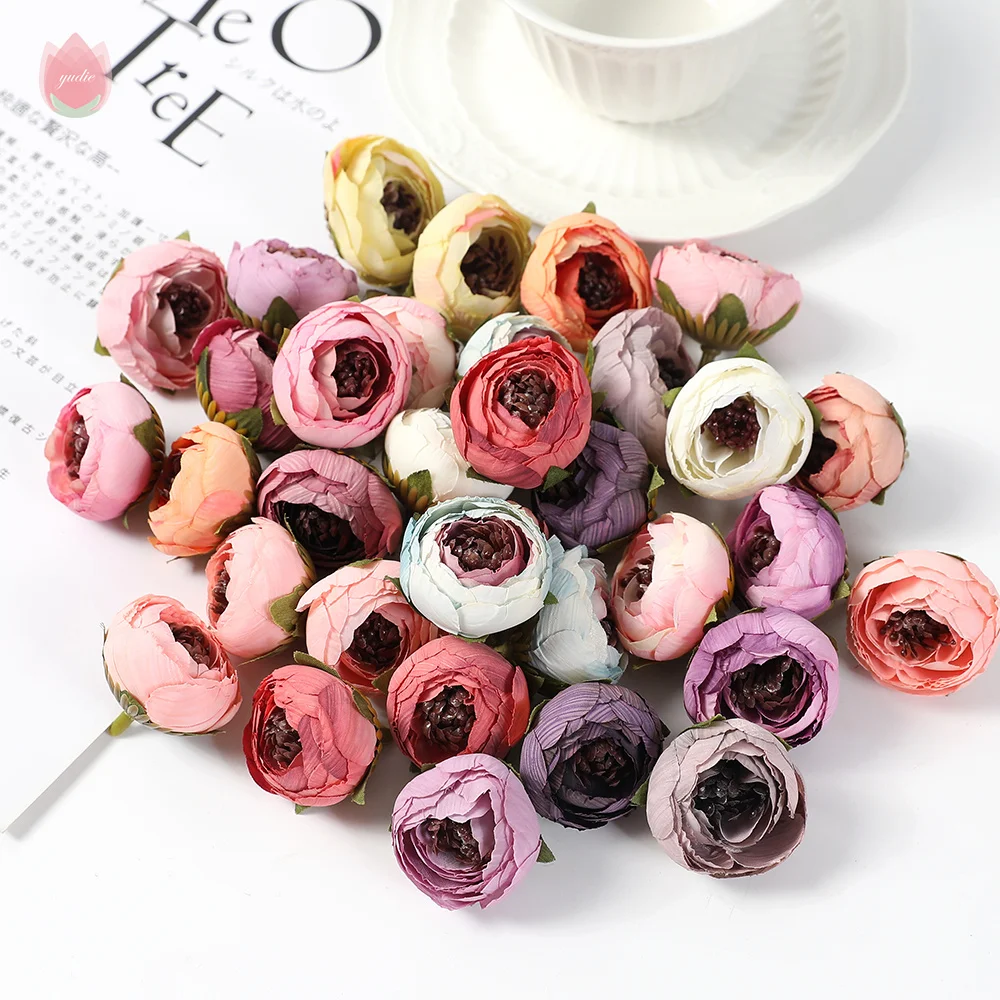 5/10Pcs 3.5Cm Silk Rose Camellia Head Artificial Flower Head Used For Home Decoration Bridal Wedding Corsage Wrist Brooch Flower