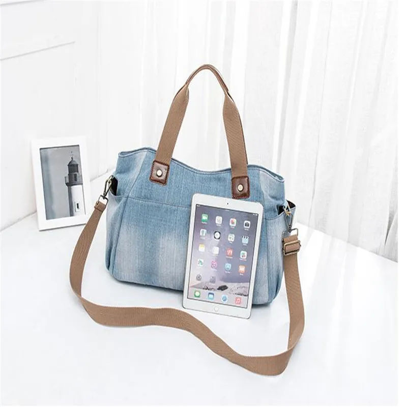 2023 New High Quality Women Denim Shoulder Bags Large Size Handbags For Women Casual Multi-functional Tote Drop Shipping