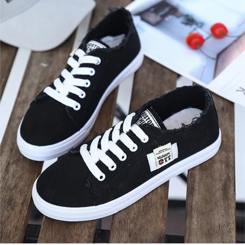 Women Casual Shoes New Spring Women Shoes Fashion Denim White Blue Black Sneakers Breathable Women Sneakers