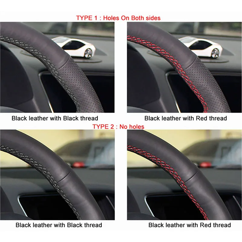 PONSNY Black Artificial Leather Car Steering Wheel Covers for Toyota Highlander 2009-2014 Camry 2007-2011 Fortuner Hilux 2012
