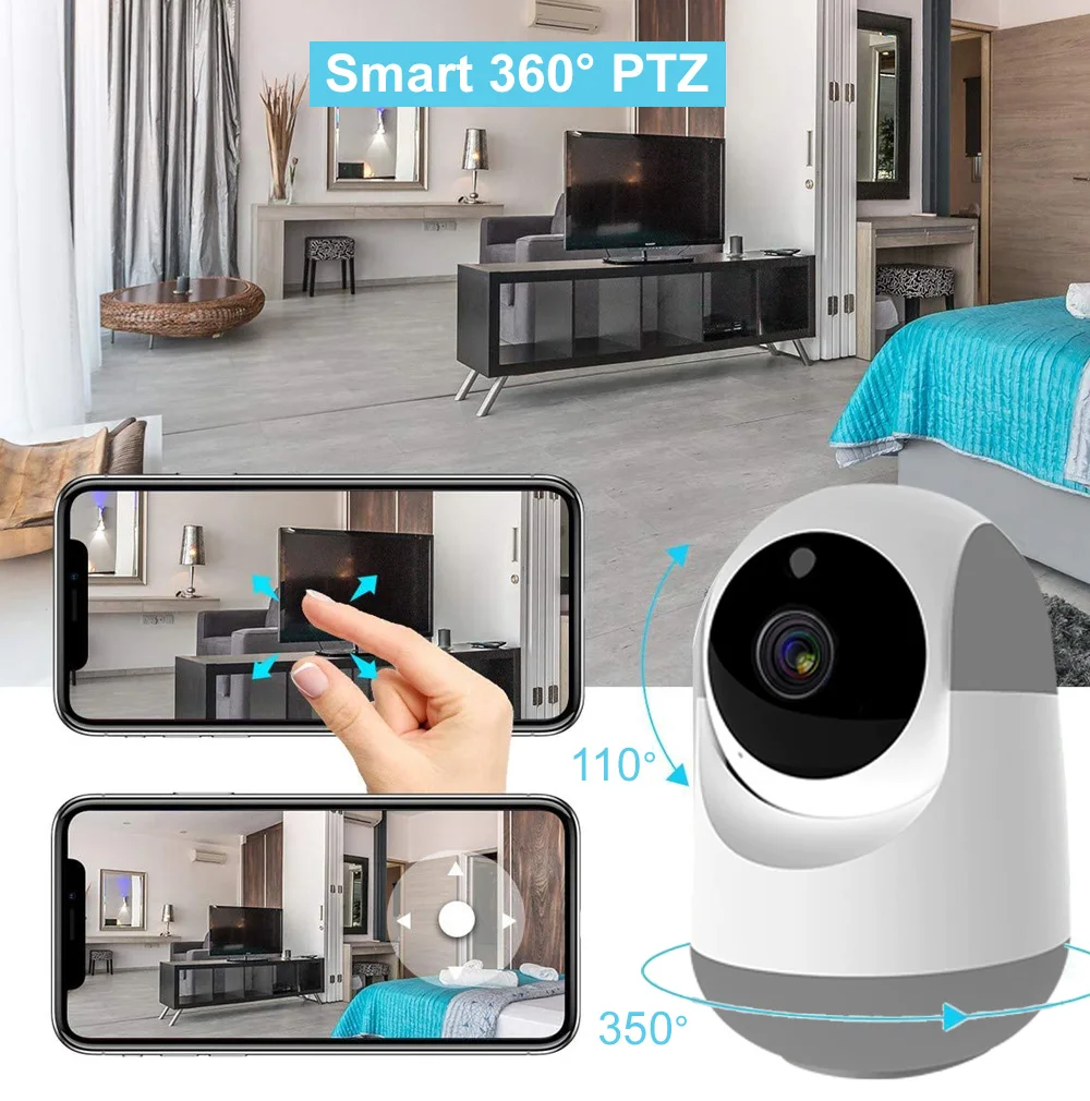 Imagem -03 - sem Fio wi fi Câmera de Casa Inteligente Cctv 360 Ptz Rastreamento Automático Vigilância Cam Proteção Segurança Interior 1080p Bebê Kamera hd ip