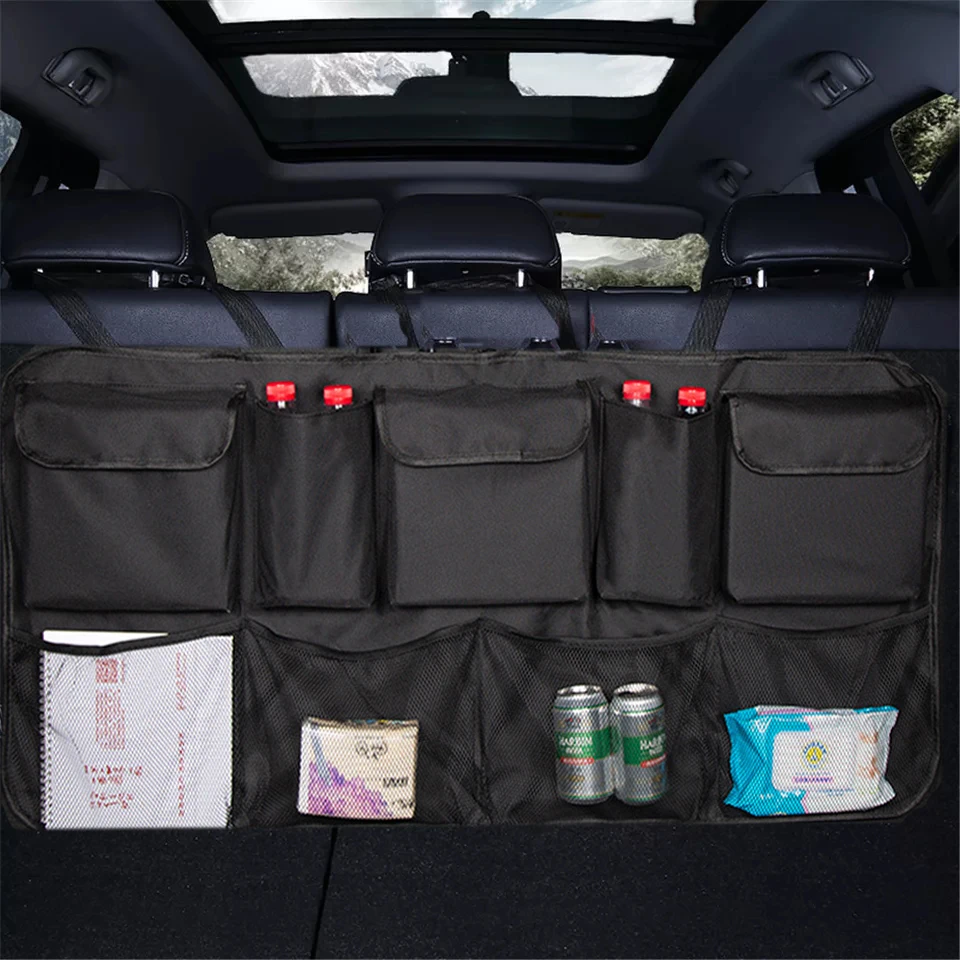 Auto Storage Organizer Car Trunk Bag Universal Large Capacity Backseat Storage Bag Trunk Cargo Mesh Holder Pocket 