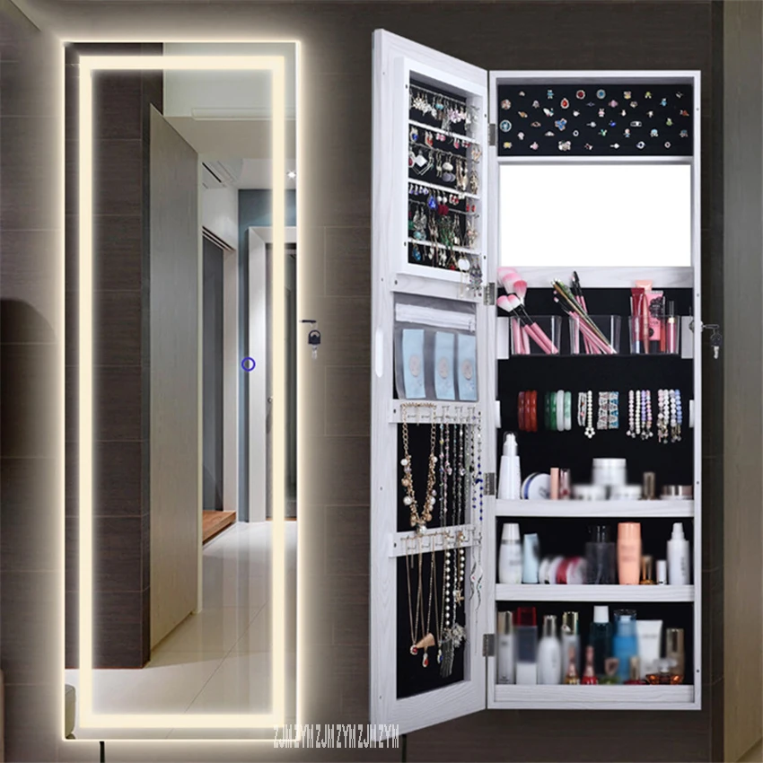 QH-6139 Multifunctional Pier Glass Cabinet With Led Floor Type Full-Length Mirror Cabinet Intelligent Jewelry Armoire Cabinet