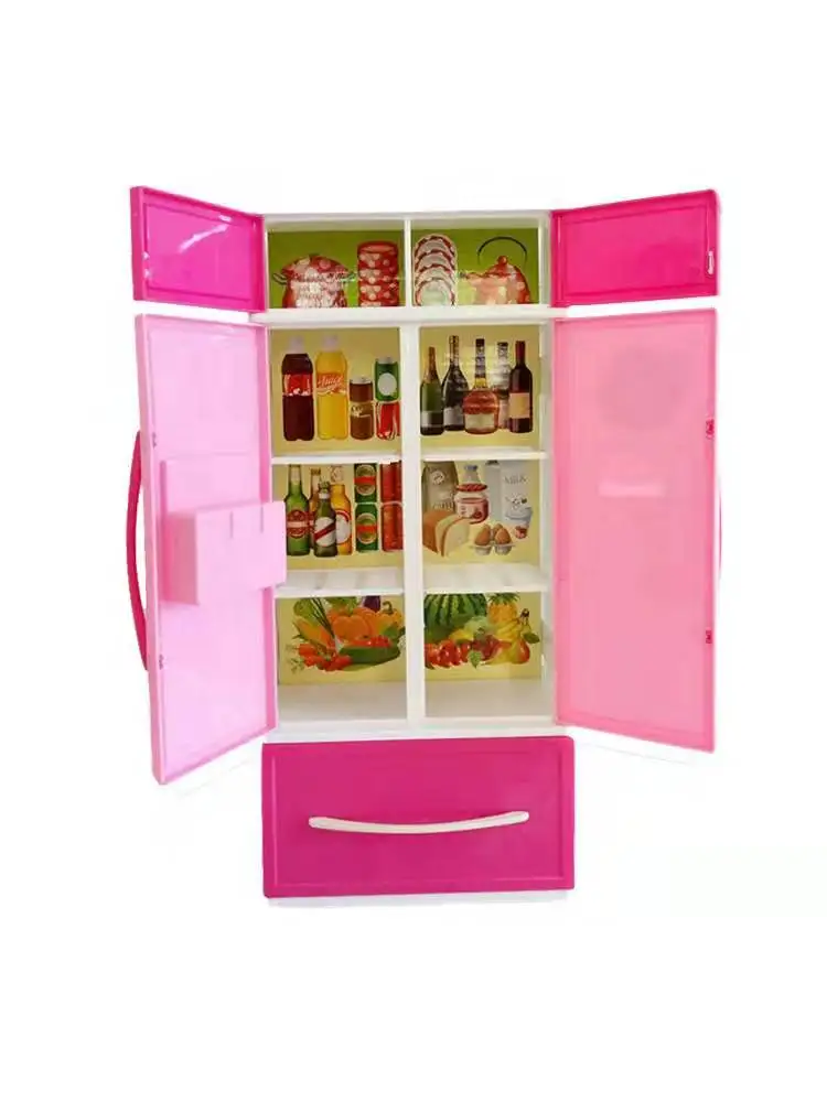 3 in 1 new Pretend Play Simulation Kitchen Set Cooking Cabinet Tool Tableware Dolls Suits Toys Puzzle Educational Doll for Girls