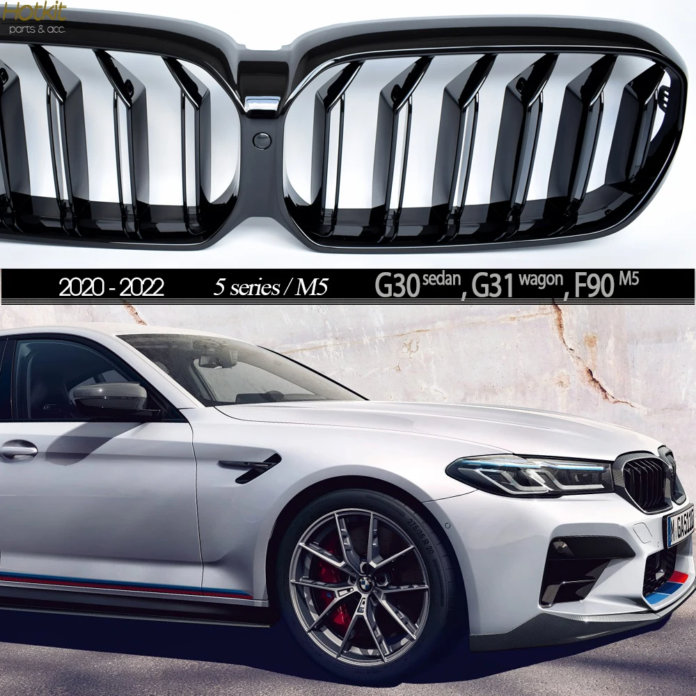 

G30 LCI решетка, M5-look глазированный черный Передний гриль для BMW 5 Series 4 Door Sedan G30, 5 Door Wagon G31 и F90 M5 2020 - 2022