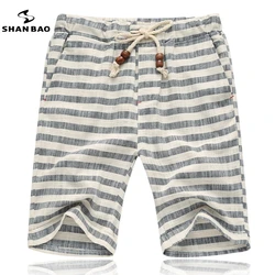 SHAN BAO brands men summer shorts fashion style and comfortable breathable Cotton stripe leisure men's beach shorts