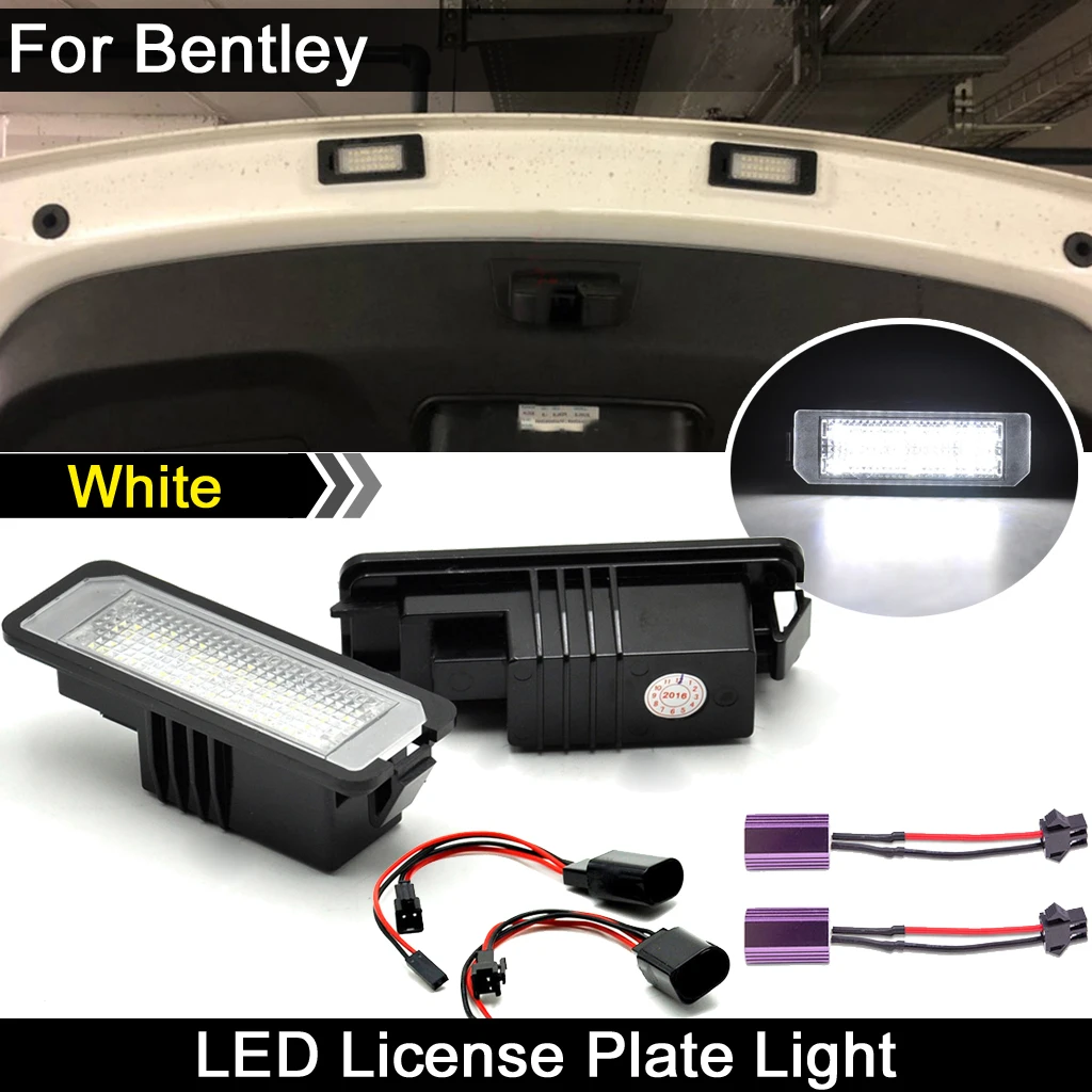 

2Pcs For Bentley Continental Mulsanne Azure Brooklands High Brightness White LED License Plate Light Number Plate Lamp