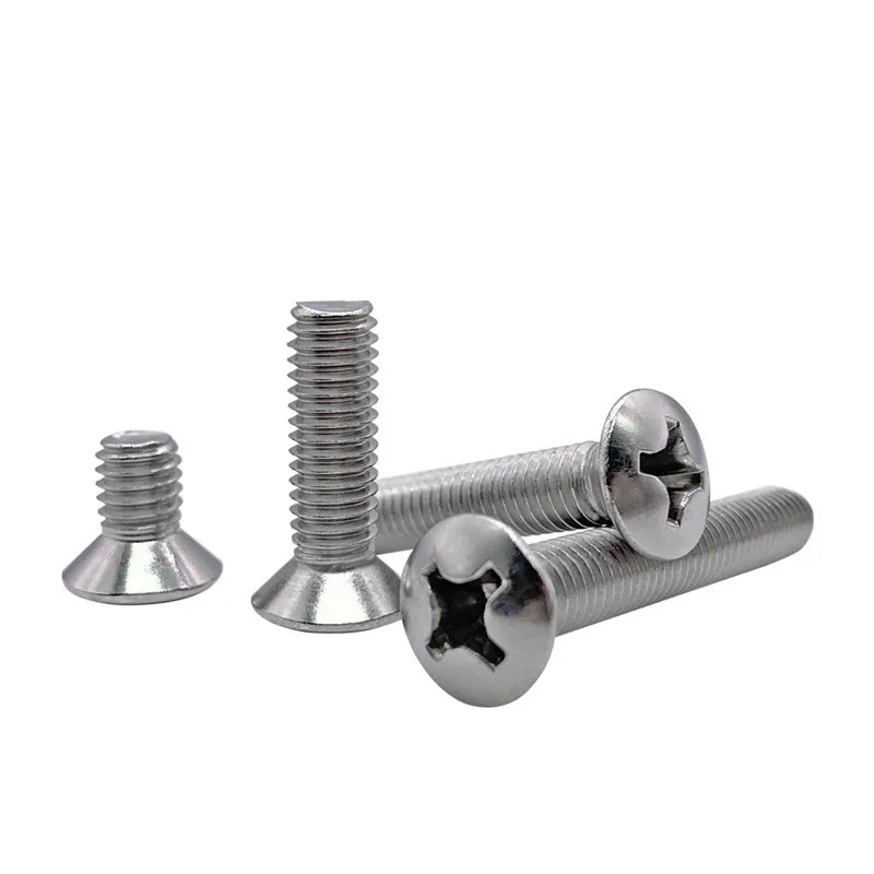 10-50pcs M2 M2.5 M3 M4 M5 M6 GB820 DIN966 A2-70 Stainless Steel 304 Phillips Cross Raised Head Half-Screw Oval Bolt