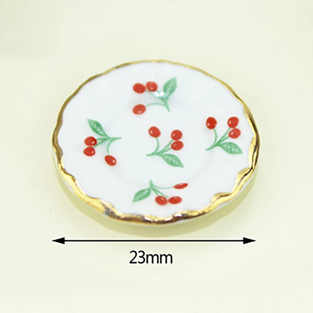 3Pcs 1/12 Dollhouse Miniature Accessories Mini Ceramic Plate Simulation Model for Doll House Decoration without Bracket