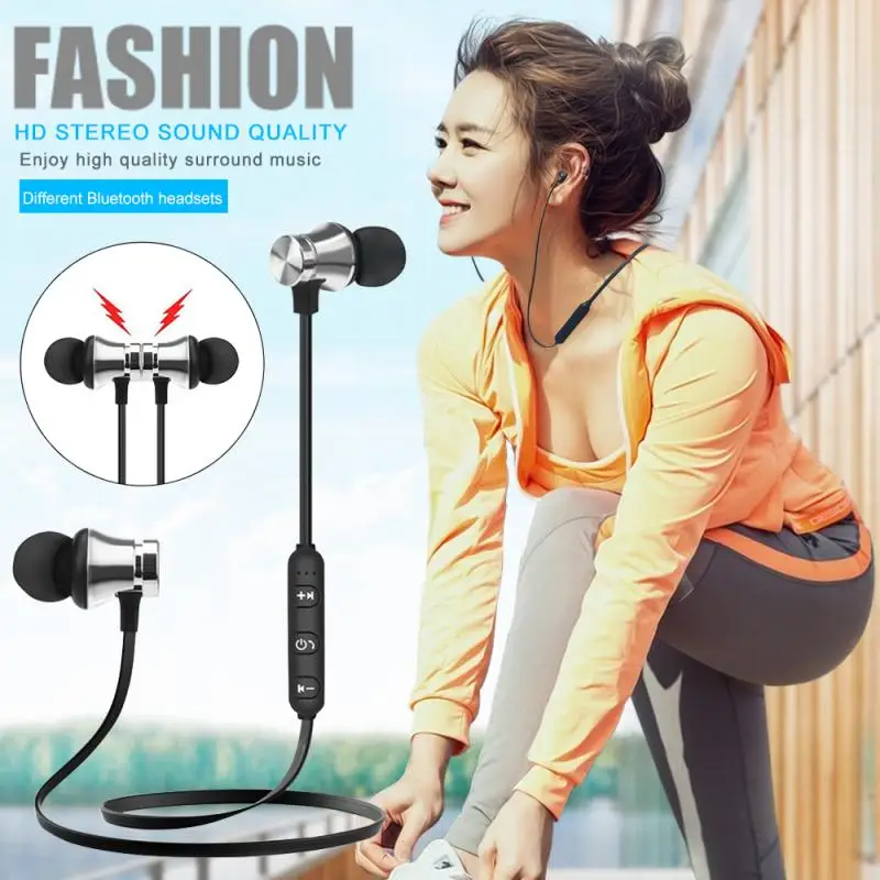 Bluetooth Earphone Sports Gaming Headset Neckband Magnetic Wireless earphones Stereo Earbuds Headphones With Mic For Iphone 7