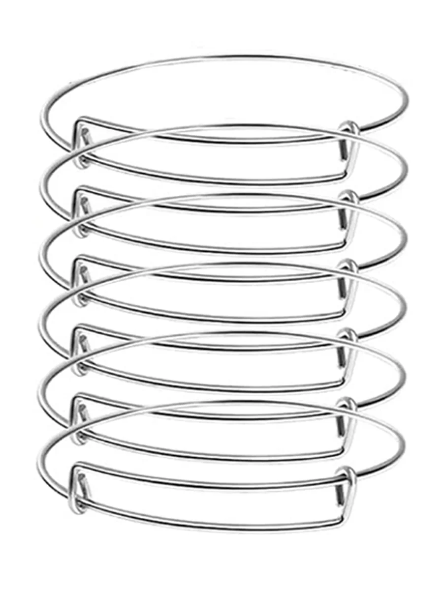 5pcs/lot Never Fade Stainless Steel Expandable Bangle Bracelets Adjustable Wire Bracelets Metal Bracelets for DIY Jewelry Making