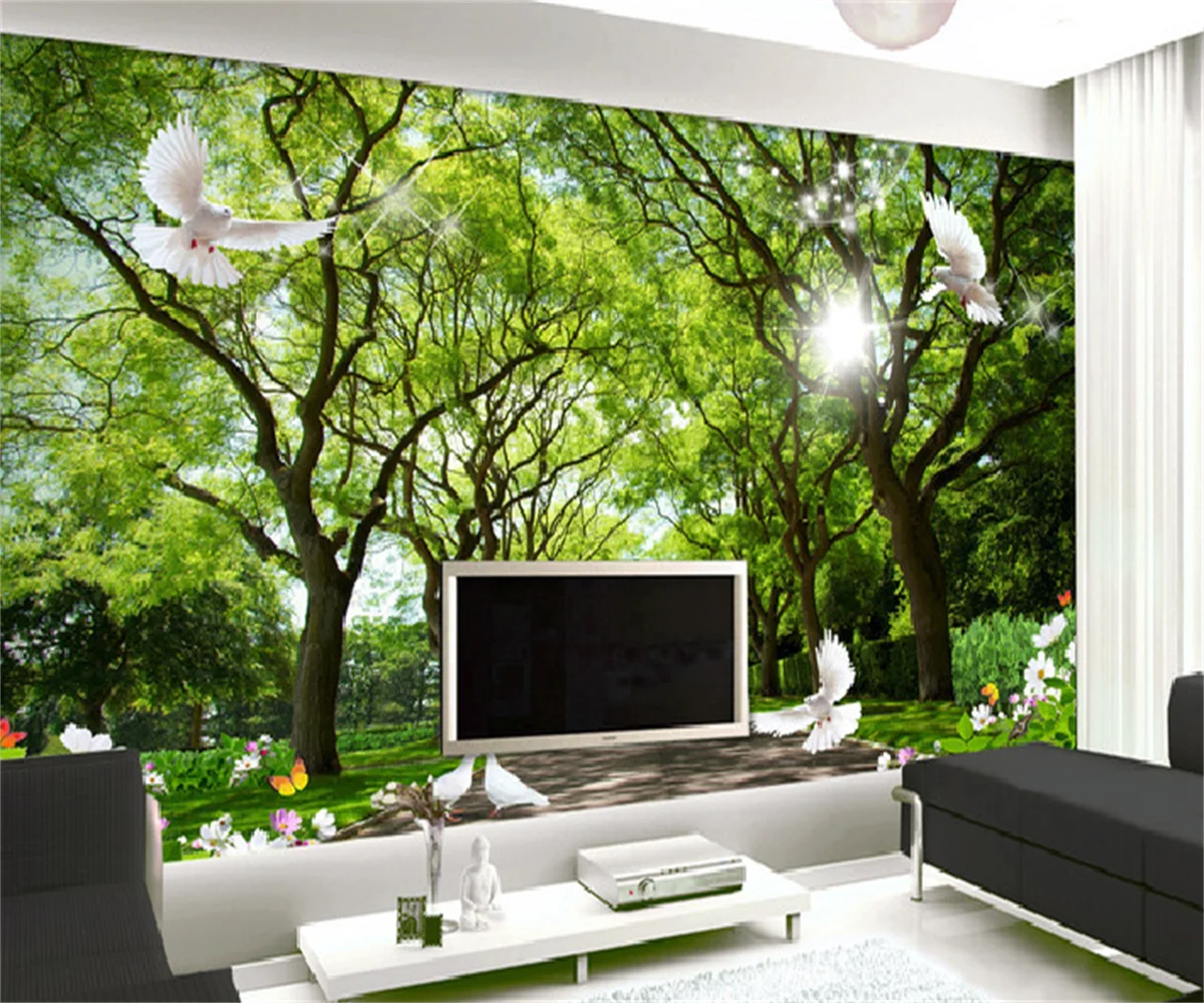 Customize any size wallpaper mural Europe and the United States HD panoramic forest scenery living room background hotel wall