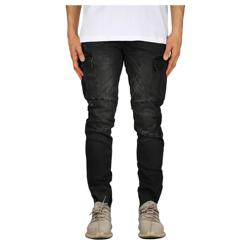 New Men\'s Multi Pocket Stretch Cargo Skinny Jeans