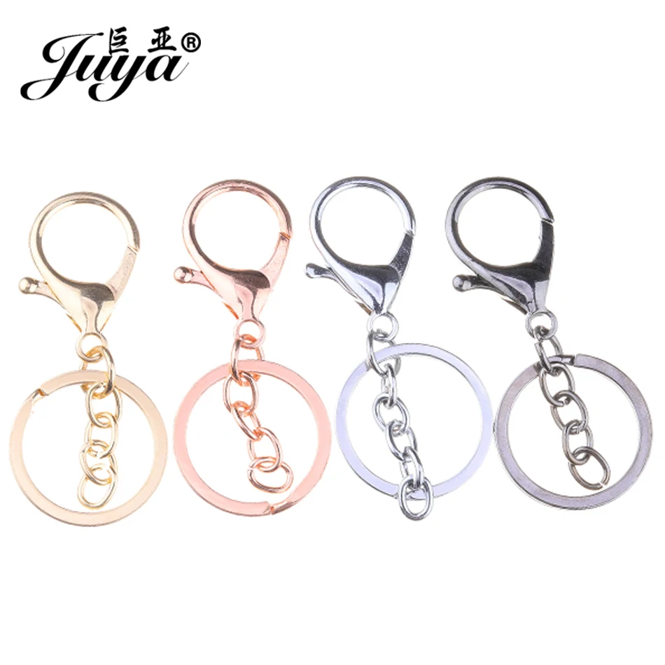 5pcs/lot 4 Colors Keychain Ring 30mm Key Ring Long 66mm Plated Lobster Clasp Key Hook Chain Supplies For Jewelry Making Findings