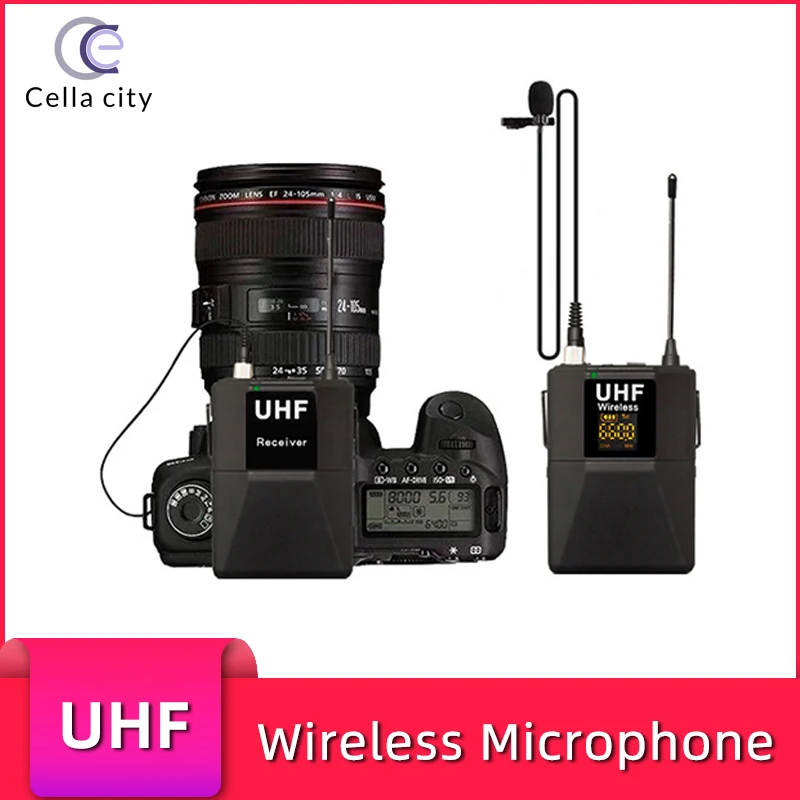 

CELLA CITY SLR Camera Recording Microphone Mobile Phone Live Interview UHF Wireless Lavalier Mic For Small Video Production