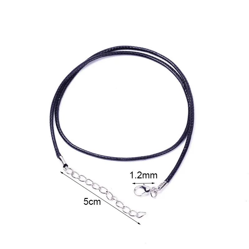 20pcs Dia 1.5mm 2mm Lobster Clasps Waxed Cord Necklace Lot Black Korean Waxed Rope Thread For Jewelry Making Length 45 50 60cm