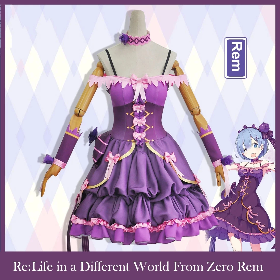 

COSLEE Anime Re:Life in a Different World From Zero Rem Birthday Dress Cosplay Costume Halloween Party Outfit For Girls Women