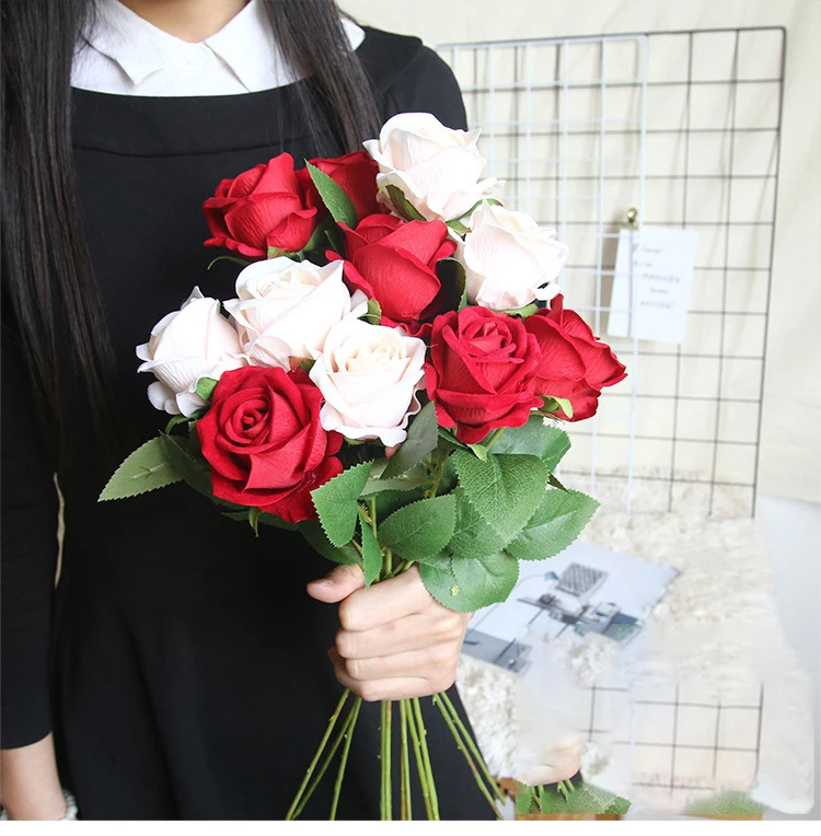 5 Stück Künstliche Blumen Seidenrosen Lange Zweige Großhandel Blumensträuße Hochzeit Heimdekoration Kunstpflanzen DIY Kranz Zubehör – Detail 1