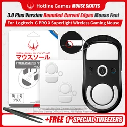 2 Sets Hotline Games 3.0 Plus Mouse Feet Skates for Logitech G Pro X Superlight Wireless Gaming Mouse,Rounded Curved Edges,0.8mm