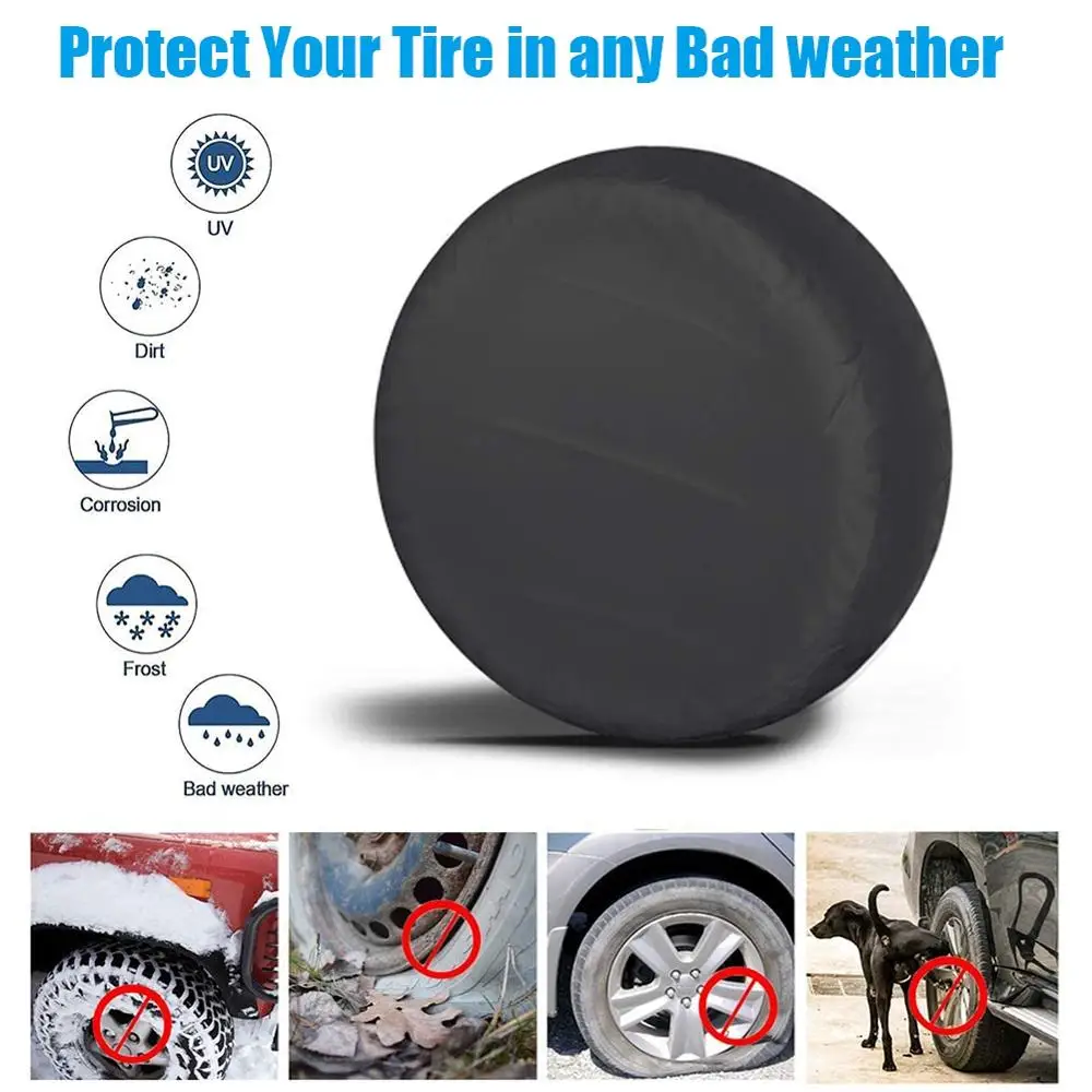 Automobile Wheel Tire Cover Black Car Spare Tire Covers Case Soft Pouch Bag Protector Cover 1Pcs