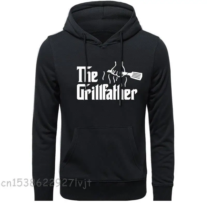 Men's Fashion The Grillfather Grey Funny BBQ Grill Chef Premium Cotton Long Sleeve Camisa Streetwear Hoodies Sweatshirts