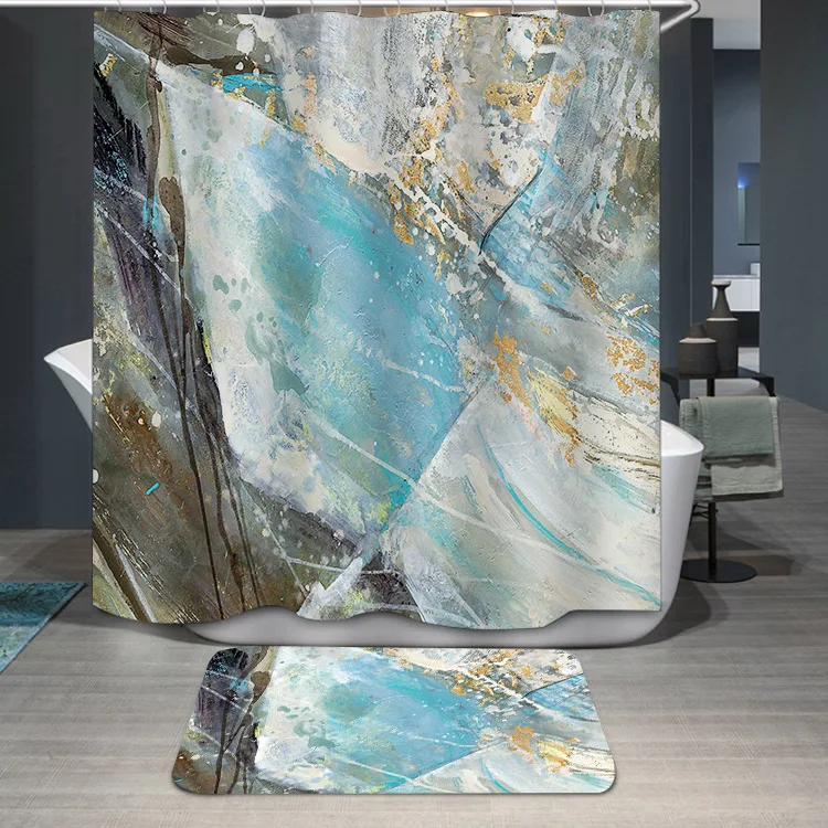 

Креативная занавеска для ванной комнаты с 3D Цифровым принтом, европейский стиль, полиэфирная зеркальная занавеска для душа