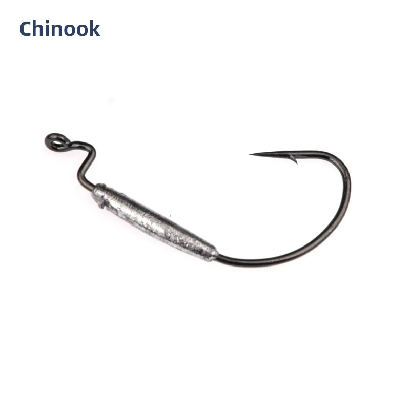 Chinook Fishing Soft Lure Weighted wide Swimbait Hooks Worm Hooks High Carbon Steel Wide Fishhooks Bait Tackle