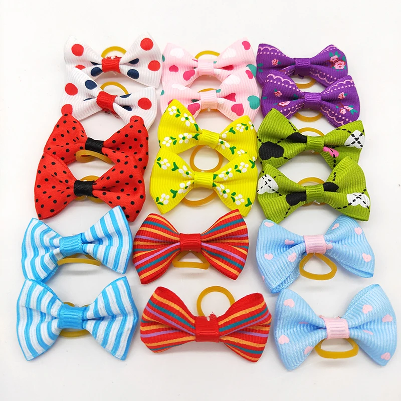 20 pieces/lot Cute Pet Dog Bows Ball Hair Accessories Grooming Puppy Hair Accessories With Rubber Bands Pet Headwear