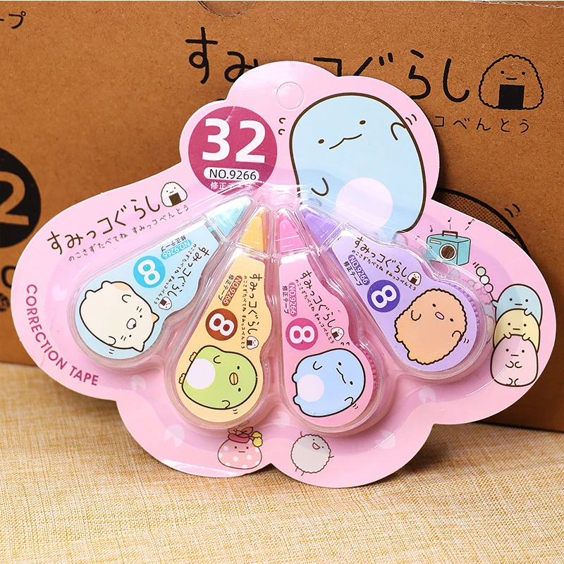 4 Pcs/Pack Cute Kawaii Sumikko Gurashi White Out Corrector Correction Tape Promotional Gift Stationery School Office Supply