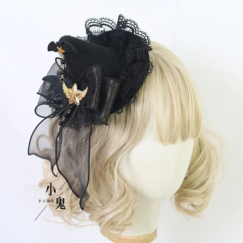 

Halloween Goth Witch Hat Headband Lolita Hair Accessories Lolita Demon Bat Billycock Barrettes Side Clip Hair Accessories