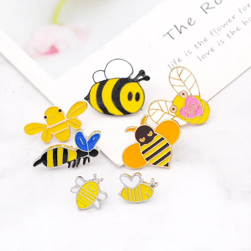 Animal Bee Honeybee Enamel Pins Collection Backpack Badges Cartoon Honey Bee Brooches Clothes Lapel Pin Jewelry Gifts For Kids