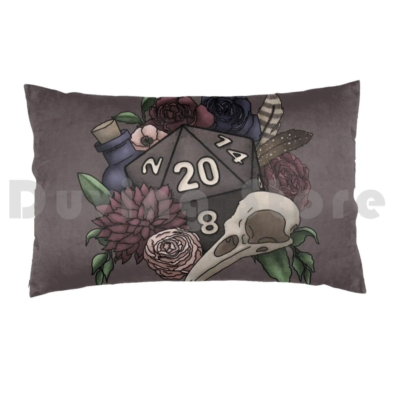 Necromancer D20 Tabletop Rpg Gaming Dice Pillow Case Printed 50x75 D20 D D Dnd Tabletop Gaming Dice Feminine