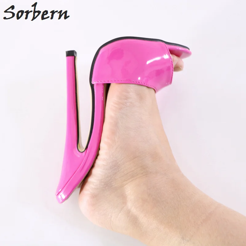 Sorbern Sexy Red 18Cm High Heels Slipper Open Toe Custom Stilettos Summer Shoes Pinup Sandals Alternative Mules Con Tacon