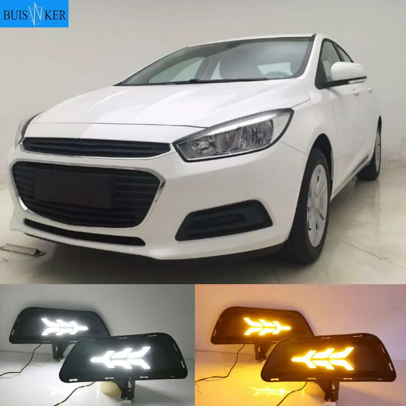 2 pcs LED DRL Driving Daytime Running Light With Turn Signal lamp for chevrolet cruze 2015 2016