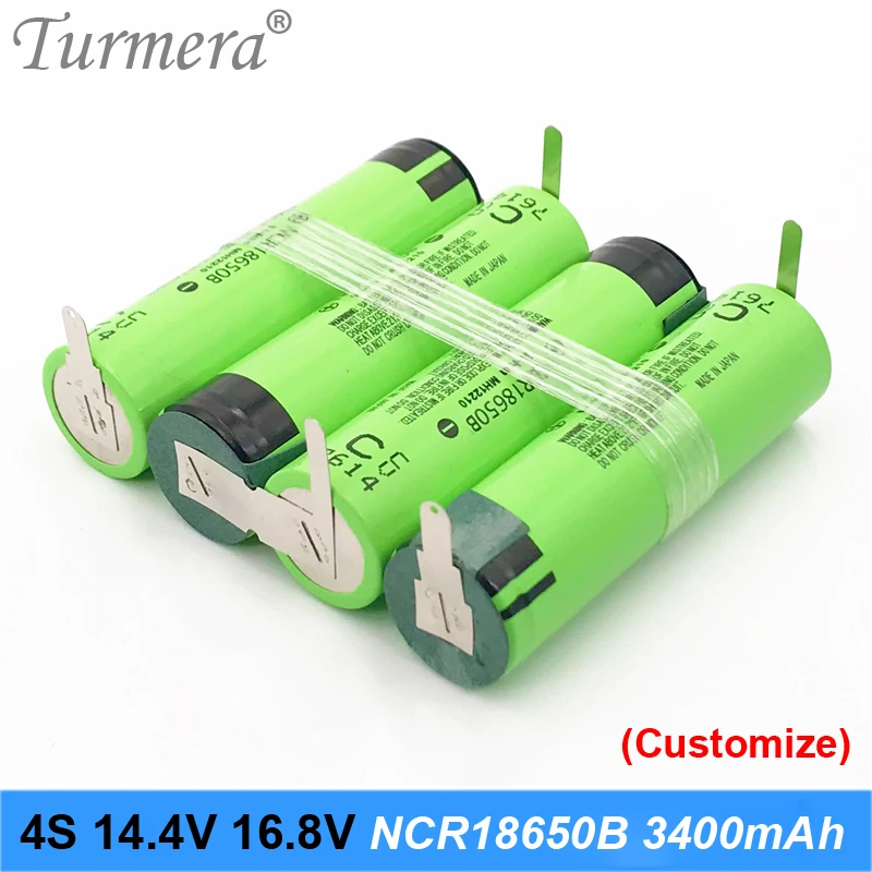 Batería para destornillador shurik shura, 18650 mAh, 3400mAh, ncr18650b, 6800 v, 12,6 v, 21v, 3s, 4s, soldadura