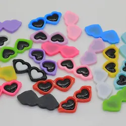 100/50pcs Mixed Heart Sun Glasses Resin Decoration Crafts Kawaii Flatback Cabochons Scrapbook DIY Accessories Buttons