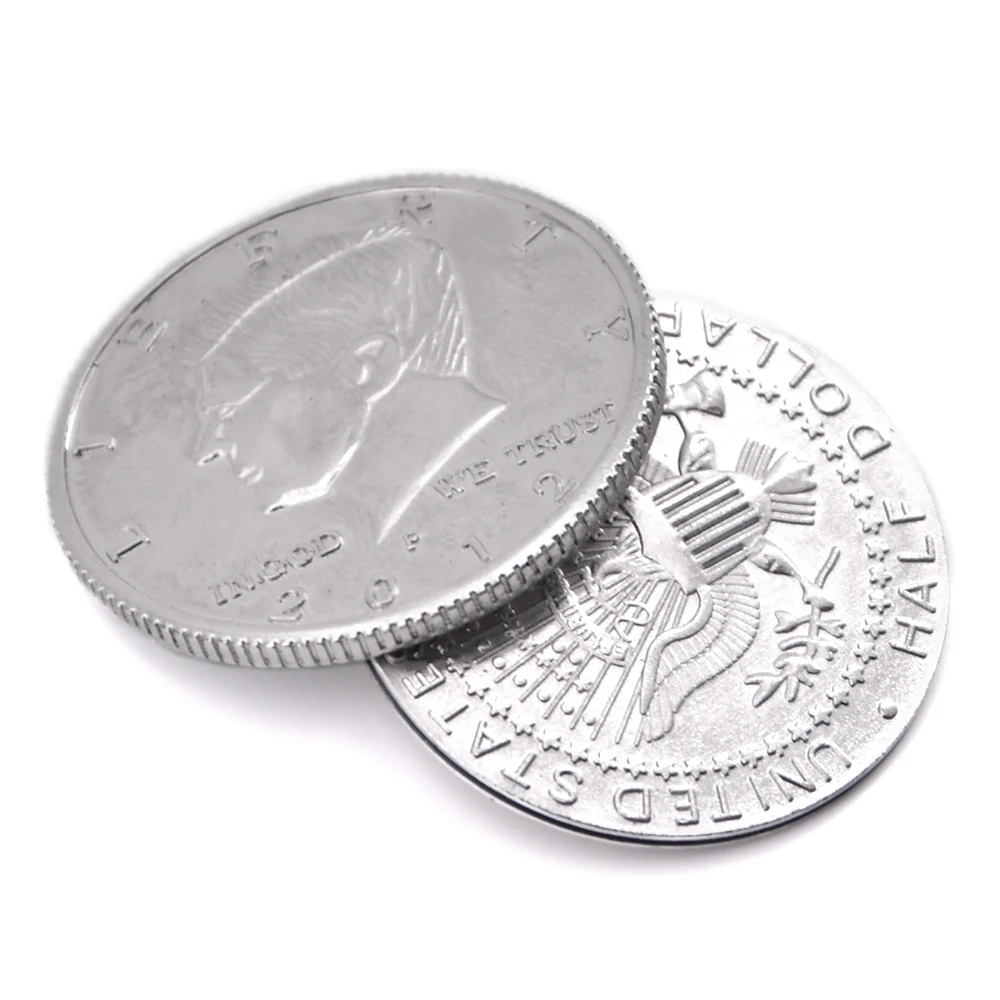 Magnetic Flipper Coin Butterfly Coin(USD half Dollar Copy) Magic Tricks Fun Close Up Gimmick Props Comedy Appear Magia Shows