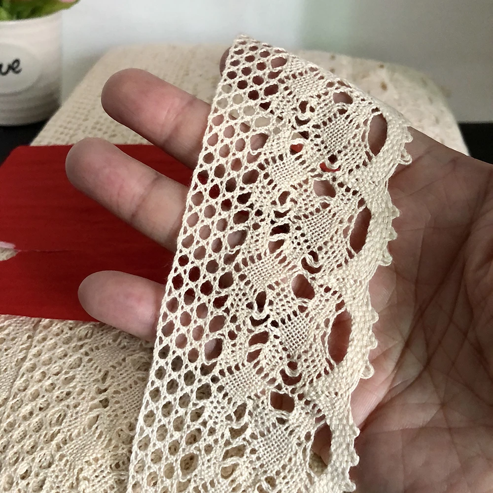 30yard 4.8cm High Quality Clothing Accessories African Lace Fabric Diy Beige Skirt Underwear Wedding Dress Christmas Packing Tap