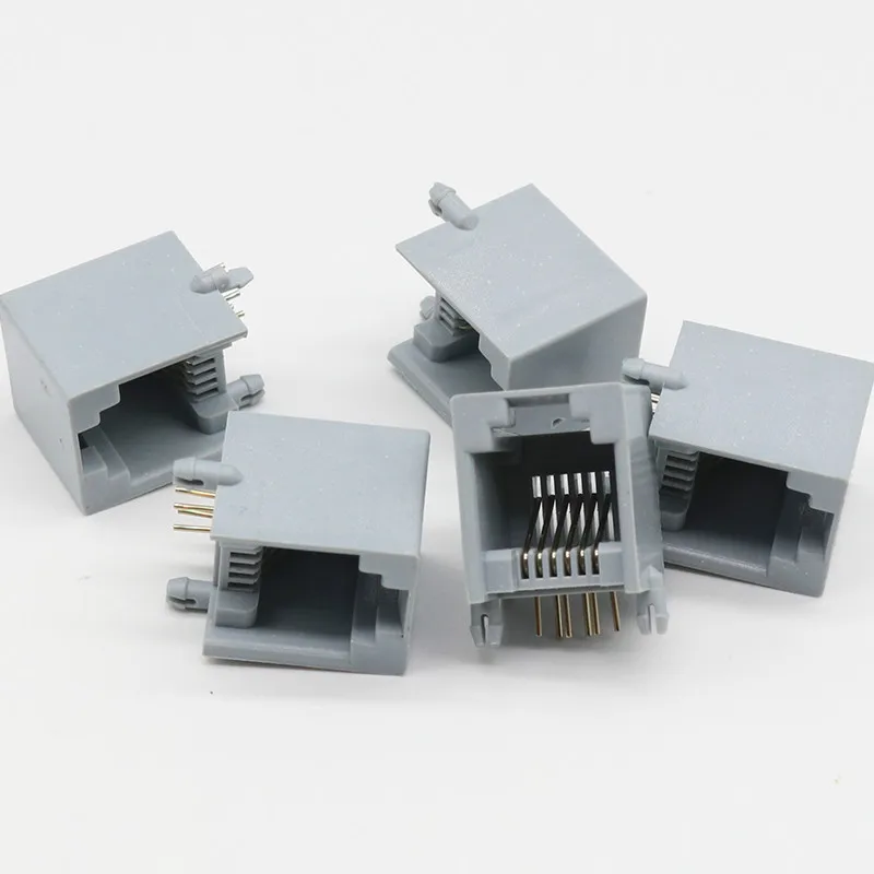 10PCS/Lot RJ12 socket telephone 90 degrees 6pin crystal female 6p6c socket