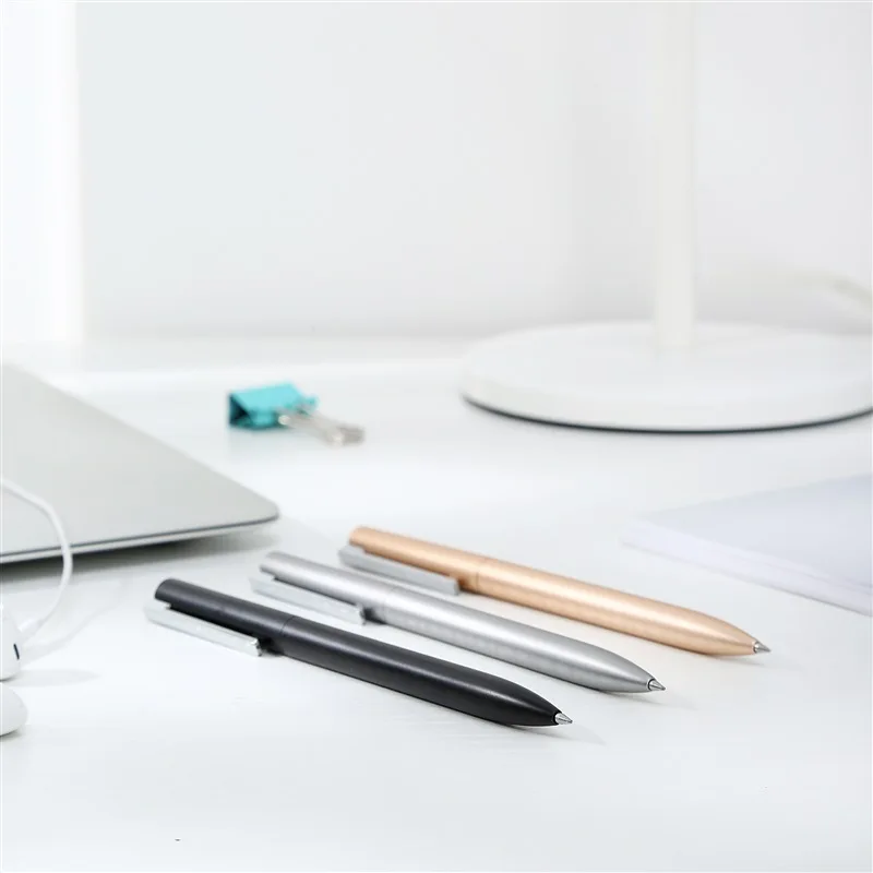 Bolígrafo de Gel de Metal blanco, bolígrafo giratorio de 0,5mm con recarga Xiaomi Mi, bolígrafo de tinta negra, bolígrafos geniales de 5 colores para papelería escolar