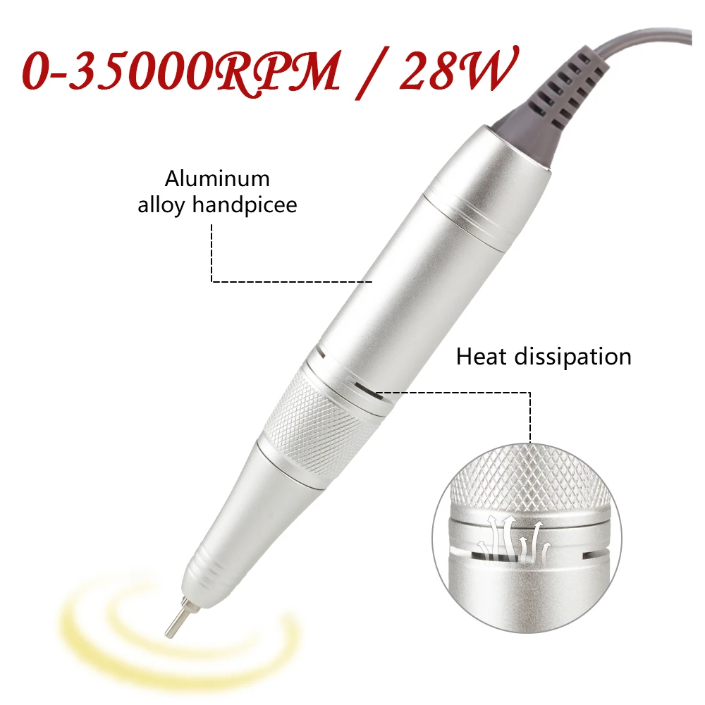 3 In 1 98W Nail Vacuum Dust Suction Collector Cleaner with LED Lamp Nail Drill Pen Manicure Machine Bits for Gel Polish Removing