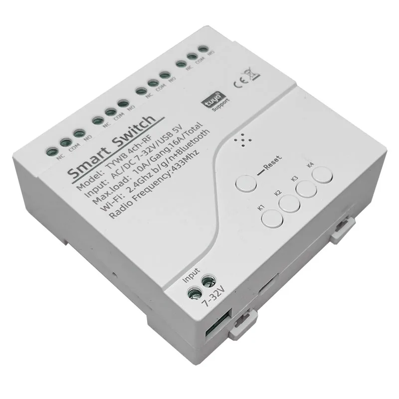 Tuya WiFi Wireless 4-Gang Smart Switch Module Inching Interlock Relay Controller, fai da te la tua casa, funziona con Alexa Google Home