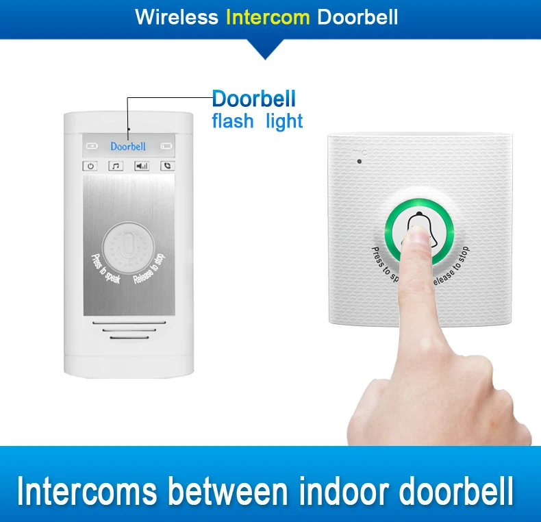 

200M Long Distance Wireless Intercom Door Phone Press to Talk Doorbell System Audio Door Ring Welcome Chime