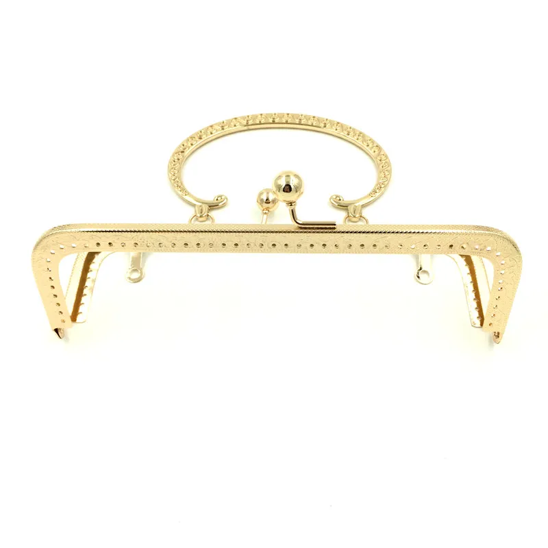 

1Pc Kiss Clasp Clutch Buckle Square Purse Frame Gold Tone Handbag Semicircle Wrist Hardware Handle Accessories 20cm