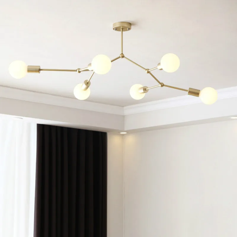 

Modern Chandelier Nordic Creative Golden Indoor Lighting Living Room Bedroom Dining Room Lights Flush Mount Chandelier Lighting
