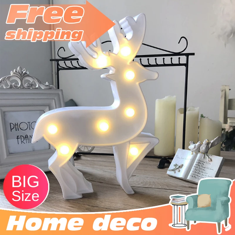 Christmas Reindeer Led Decorative Lamp Baby Kids Night Light Christmas Novelties Holiday Gifts Cute Lamp Battery Powered Gift