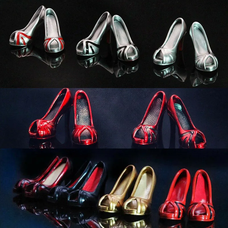 In Stock 1/6 Scale Female Fishbill High Heels Shoes Model Fit 12'' Action Figure Body