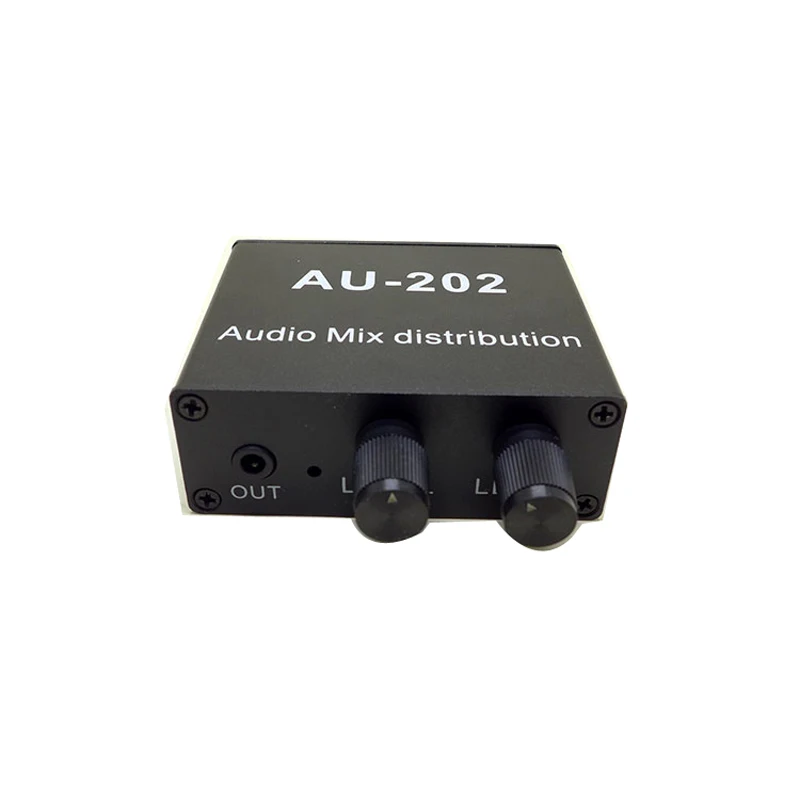 Stereo Audio Mixer Two Input Two Output Sound Source Volume Control For Headphone POWER Amplifiers 2 Way