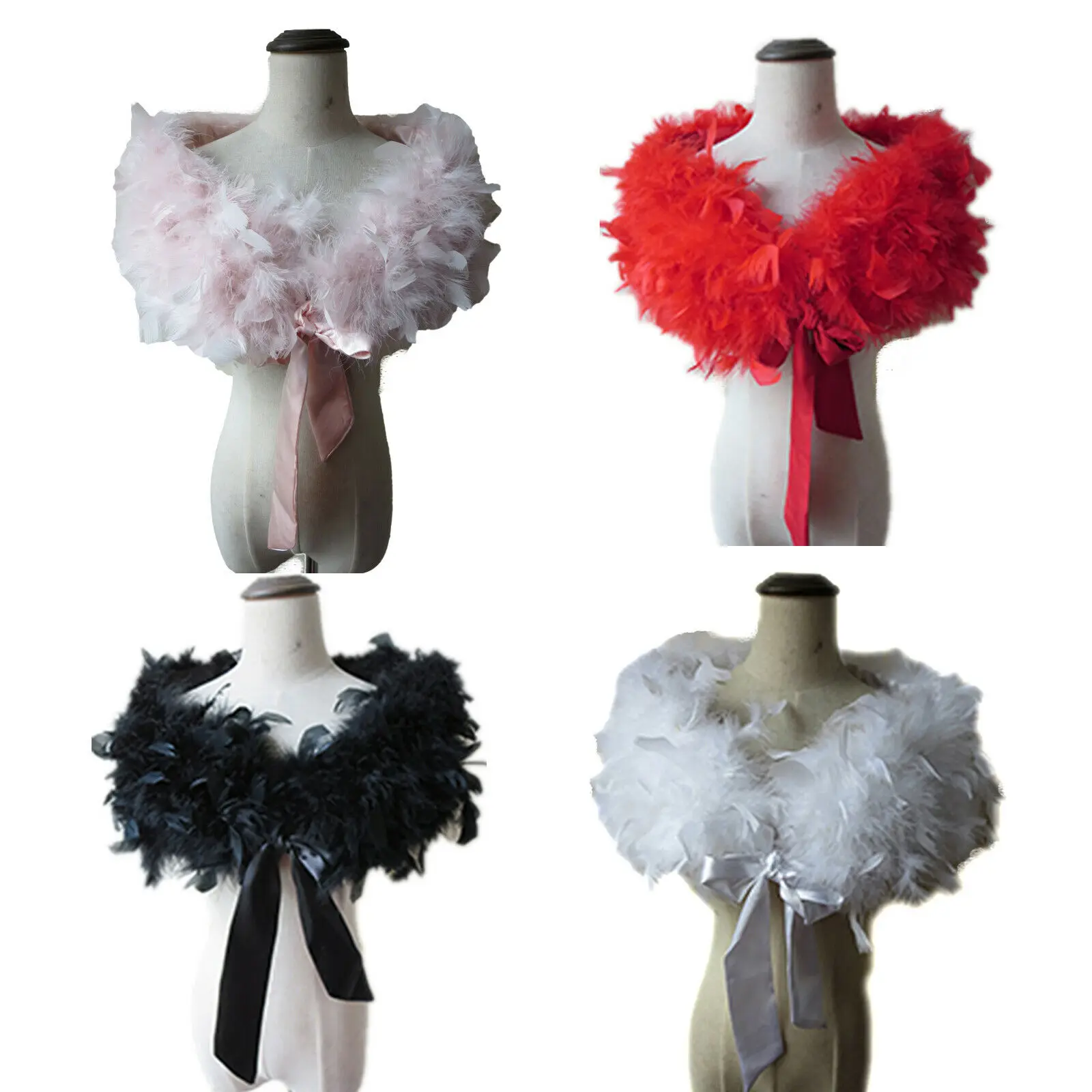 Real 100% Ostrich Feather Fur Wraps Bolero solid Wedding Party Shawl Black white Women Winter Pink Cape Protect shoulder  S72